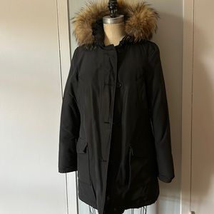 Wool rich parka, size Xs, black